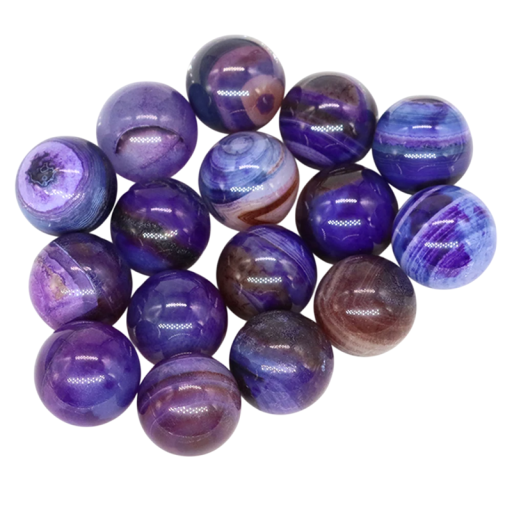 Naturliga lila randiga agatpärlor 16 mm Set med 5 mineralstenar Pärlor för smyckestillverkning Dekorationer och talismaner
