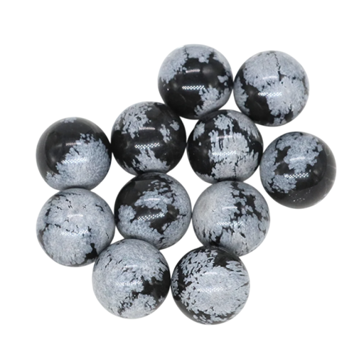 Naturliga snöflinge-obsidianpärlor 16 mm Set med 5 mineralpärlor För smyckestillverkning Kreationer Armband Halsband Dekorationer