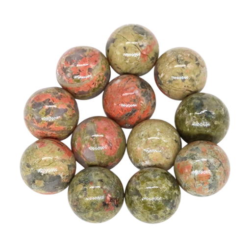 Set med 5 naturliga unakitpärlor 16 mm mineralpärlor för smyckestillverkning, skapande dekoration, naturlig ädelsten