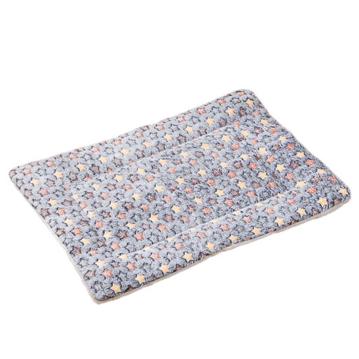 Andningsbar mjuk flanell katt sovmatta 61 x 41 cm Grå matta med färgglada stjärnor Säng för katter Bekväm sovfilt