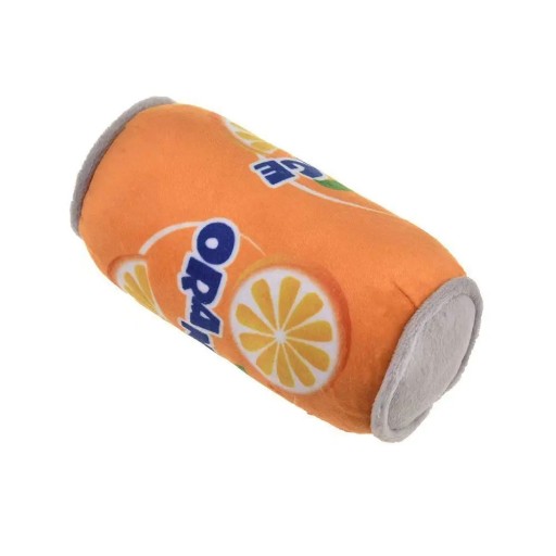 Plyschleksak för hundar, pipande burk, orange 14 x 7 cm, hållbar plysch för tuggande och lek