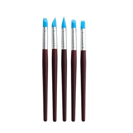 Set med 4 modelleringsverktyg 17–17,6 cm Silikon- och metallskulpturverktyg för keramik, lera, vax och konstnärligt hantverk