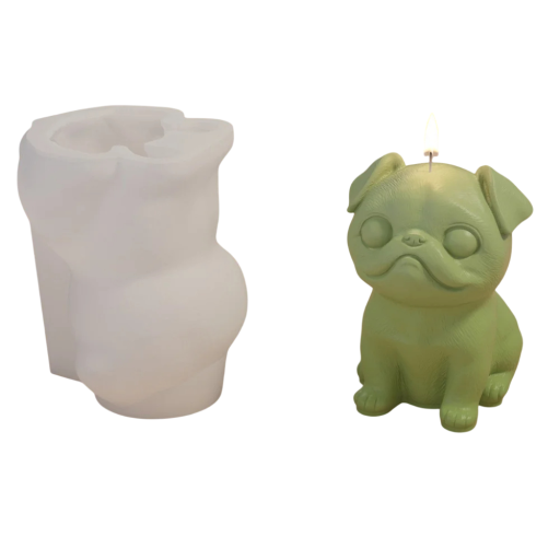 Silikonform för ljus i form av mops 4,3 x 5,6 cm Form för tillverkning av ljus, tvål, choklad och originella dekorationer