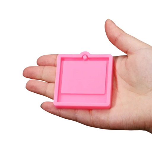 Rosa silikonform för harts kvadratisk 5,9 x 5,6 cm Form för tillverkning av hängen smycken nyckelringar och kreativa dekorationer