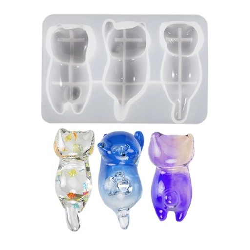 Silikonform för harts 11,6 x 7,7 cm Form för kattfigurer 3D Djurdekoration Handgjorda formar