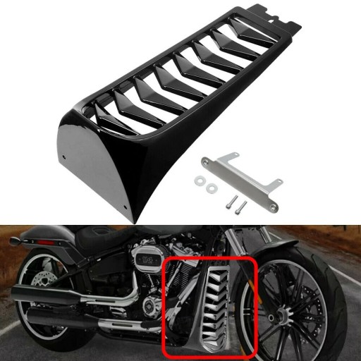 Fram sidokåpa för kylare med ventilationslameller blank svart ABS för Harley Davidson Softail Breakout Fat Bob 2018–2022
