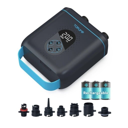Elektrisk uppblåsbar pump AIRBANK 20PSI för SUP-brädor och kajaker 4000mAh 11V uppladdningsbart batteri kompressor med display och tillbehör