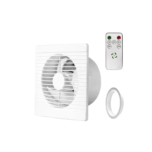 Väggmonterad ventilator 220V Vit 32 W 180 m³/h Tyst frånluftsv ventilator WC Badrum Kök Fönster 20x20 cm Fjärrkontroll