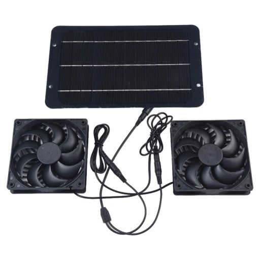 Solventilator 12V 10W Vattentät dubbel avgasventilator ABS Monokristallinsk kisel Växthus Camping Kök Djurhus