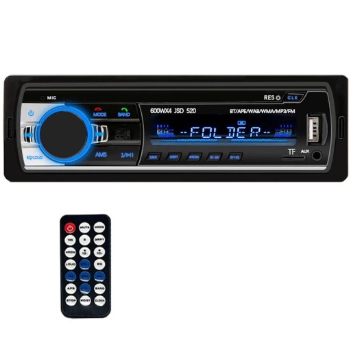Hippcron bilradio 1DIN Bluetooth FM MP3 USB AUX 12V stereo multimediell digital spelare med fjärrkontroll
