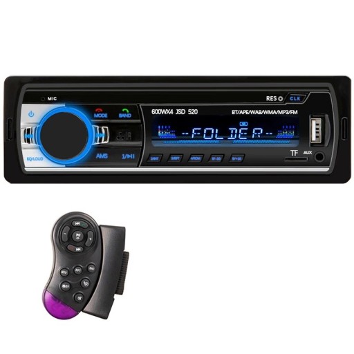 Hippcron bilradio 1DIN Bluetooth MP3 USB AUX FM stereo 12V digital multimedia spelare med rattkontroll
