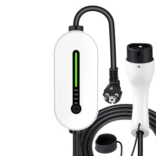 Bärbar laddare för elbilar IPENGEN EV 3,5 kW Typ 2 Wallbox 16A 1-fas 3,5 m kabel Laddstation med Schuko-kontakt