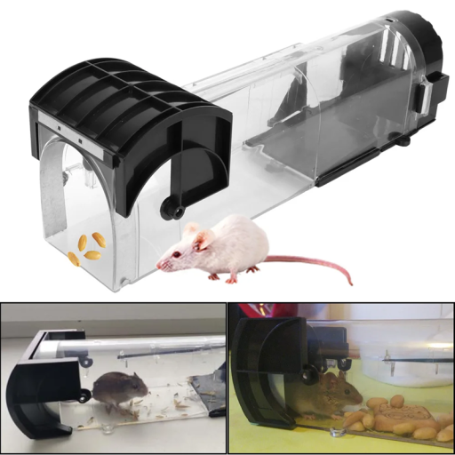 Musfälla 32 x 9,5 x 6 cm Automatisk fälla med bete Säker musfälla Återanvändbar fälla i ABS-plast
