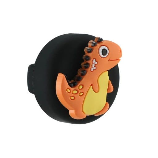 Silikonfodral för AirTag vattentåligt svart med orange dinosaurie för barnskosnören och skor GPS tracker tillbehör 35x27x20mm