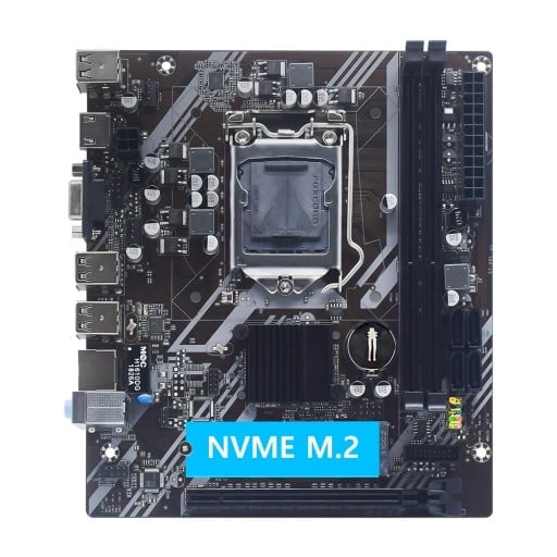 MUCAI H61 moderkort LGA1155 kompatibelt med Intel Core 2. och 3. generation DDR3 RAM stöd för M.2 NVME SSD format 190x170mm