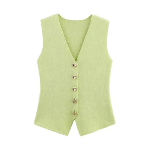 Dams elegant väst med knappar Enfärgad topp med V-urringning Stilig accessoar till blusar och t-shirts Olika färger Polyester