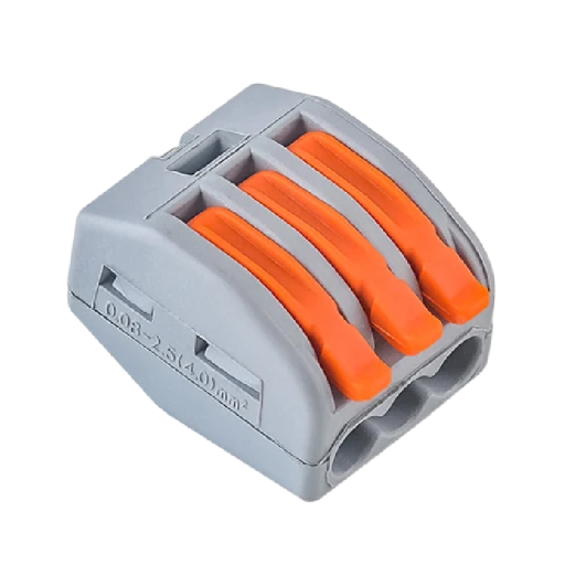 50 st 3-portars kopplingsplint för elektriska kablar 32A 450V 2,18 x 1,72 x 1,44 cm Snabb anslutning av ledningar PA plast Utan skruvar