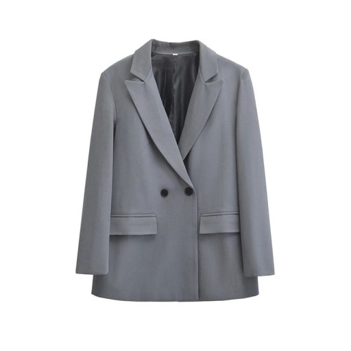 Dams elegant sako med krage och fickor Enfärgad kavaj med knappar i polyester Stilig jacka i olika färger