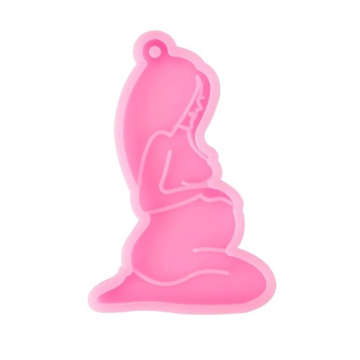 Silikonform för harts 8 cm Gravid kvinna Rosa form för smyckestillverkning Hängsmycken Dekorationer Hantverk