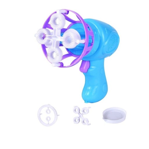 Elektrisk bubbelmaskin i form av en enhörning med behållare för bubblor för barn tre färgvarianter lila rosa blå