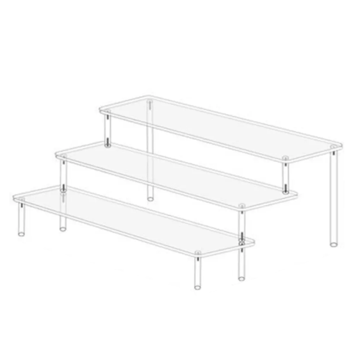3-stegs transparent akrylställ 39,5 x 20,7 x 15 cm Flernivåhylla för produktutställning Parfymer Kosmetik Figurer