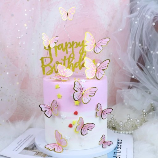 10er Set Schmetterlinge Tortendeko Rosa und Lila Farbtöne Edle Tortendeko für Partys, Hochzeiten und festliche Anlässe