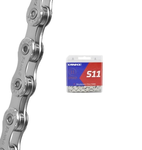 11 rychlostní řetěz na kolo TANKE S11 1/2" x 11/128" 116 článků stříbrný s rychlospojkou MTB silniční
