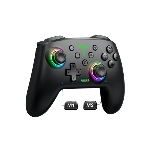 DinoFire Q218 Trådlös Spelkontroll för Nintendo Switch, iOS, Android Bluetooth Gamepad med RGB-bakgrundsbelysning och Turbofunktion