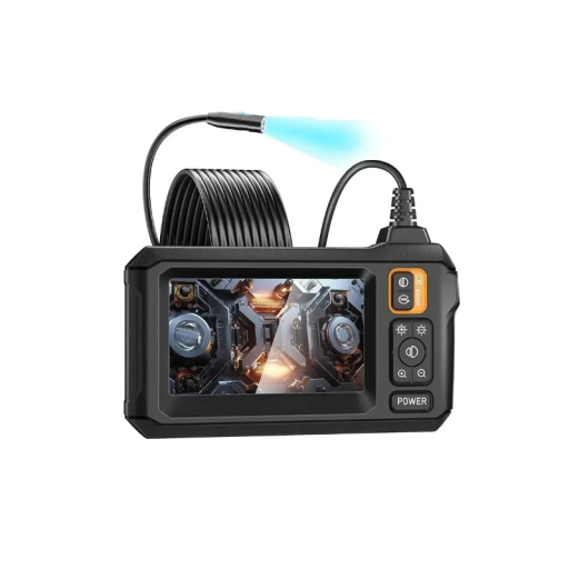Inspektionskamera med dubbellins 8 mm 1080p 4,3" IPS-skärm vattentät endoskopkamera med LED-lampor längd 5 m