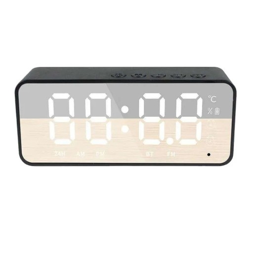 Trådlös Bluetooth-högtalare G50 med FM-radio Väckarklocka och spegeldisplay Röststyrning och stöd för minneskort
