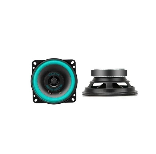 Koaxiell högtalare för bil 10 cm 12 V 100 W Max 4 Ω HiFi högtalare med grön LED-ring Metallkropp och gummifjäder