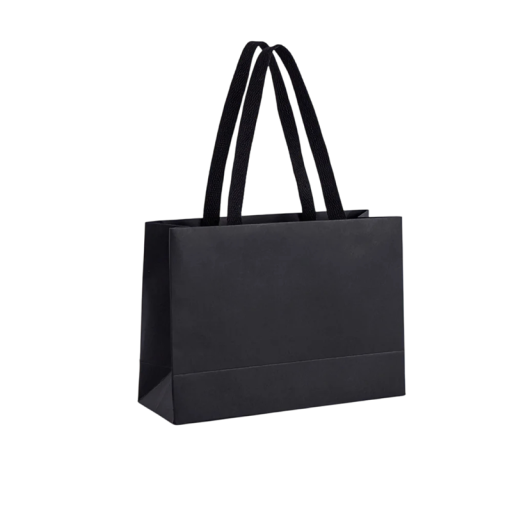 Svart papperspresentpåse 28 x 20 x 10 cm Kartongstark påse för kläder modepresenter elegant förpackning med handtag
