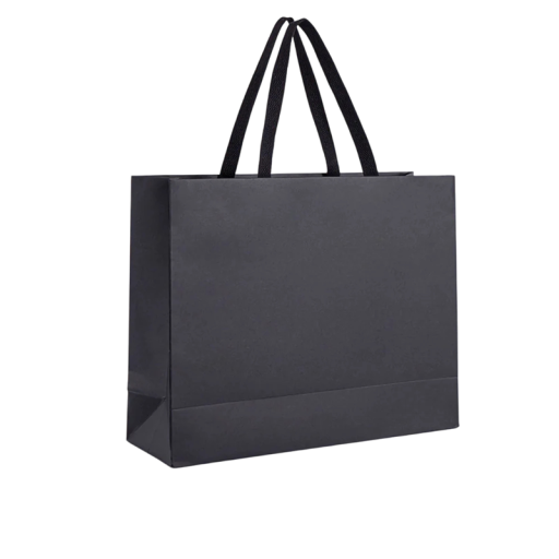 Svart papperspresentpåse 40 x 32 x 13 cm Kartongfast påse för kläder presenter modeförpackning Elegant matt design med handtag
