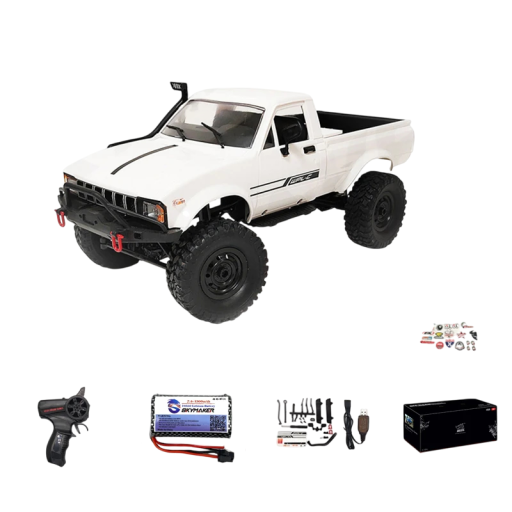 RC bil WPL C24-1 1:16 4WD 2.4G Offroad Rock Crawler LED-lampor 35 m räckvidd 7,4V 1500mAh USB-laddning Terrängklättrande bil för barn