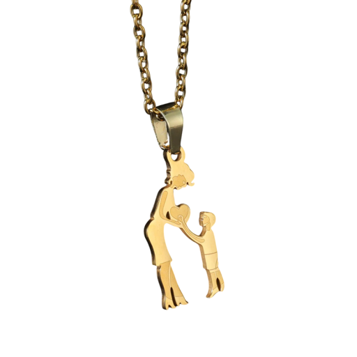 Halsband med hänge av mor och son Elegant halsband i stål i form av ett hjärta Symbol för kärlek Gåvosmycke för mamma och barn