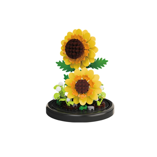 Byggsats Blomma Solros under genomskinligt lock 8,5 x 8,5 cm Detaljerad inredningsdekoration Variant 249 delar