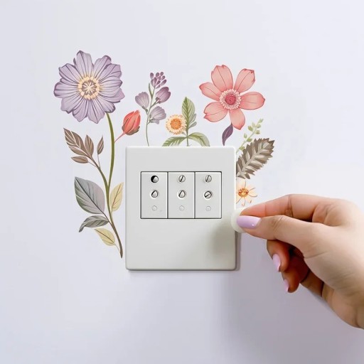 Dekorativ klistermärke blommor 20 x 15 cm Enkel applicering Dekorativt klistermärke för väggar, möbler och släta ytor Fin blomsterdekoration