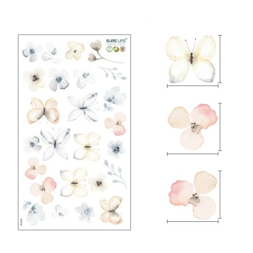 Väggdekaler blommor 52 x 30 cm Genomskinlig matt vinyl Blomsterdekoration för inredning Fin väggprydnad Lätt applicering