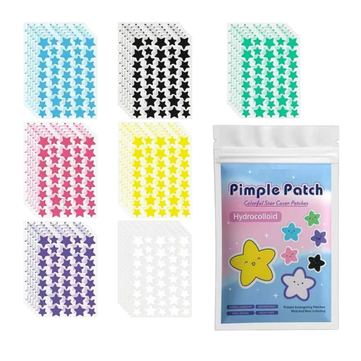 1120 pcs Adesivos em forma de estrela para acne Sete cores Hidrocolóides Invisíveis Hipoalergénicos À prova de água 6–10 h