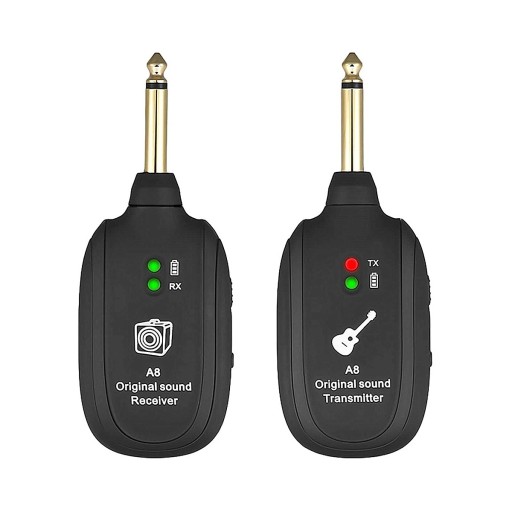 Trådlöst gitarsystem 13,5 x 4,5 cm UHF 730 MHz 4-kanals sändare och mottagare Låg latens 4 ms För elgitarr basgitarr fiol