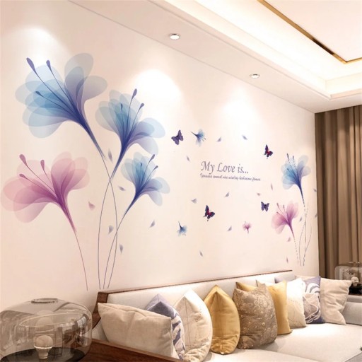 Väggdekaler 60 x 90 cm Blommotiv Efter applicering ca 160 x 85 cm Eleganta väggklistermärken Dekoration blommor
