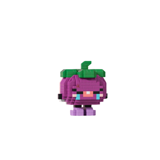 Byggsats mangosteen figur 6,08 × 6 × 5,2 cm 321 delar Kreativ mini byggsats för barn och vuxna Lila-grön modell av mangostan