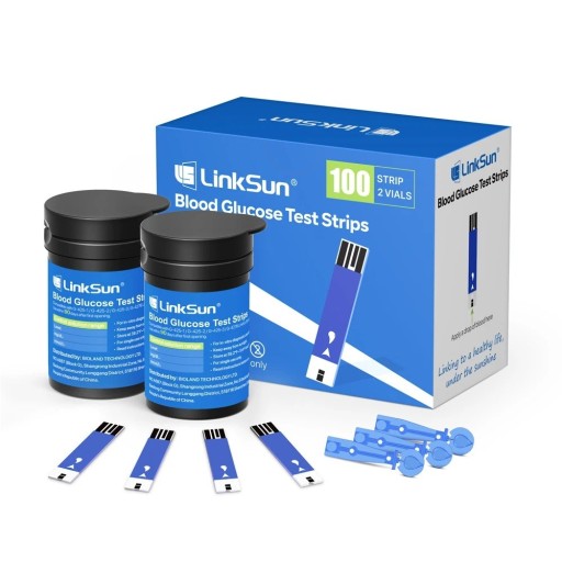 LinkSun G-425-1 Sats 100 st teststickor och 100 st lancetter för mätning av blodsocker Noggrann hemmatestning Praktiskt tillbehör för blodsockermätare
