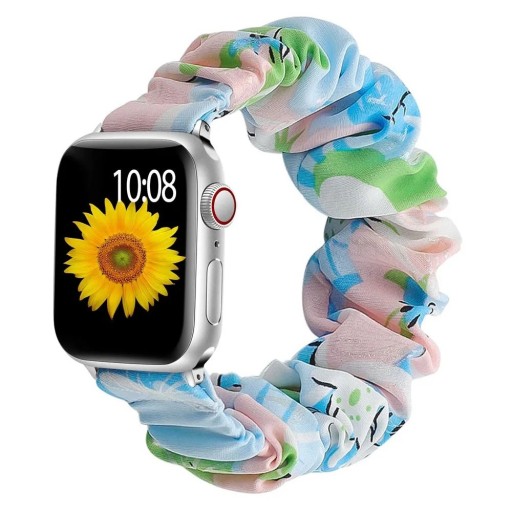 Mjuka butterfly blue elastiska armband S 119–160 mm för Apple Watch 42 44 45 mm Series 1–9 SE SE2 Bekväm och elastisk klockrem