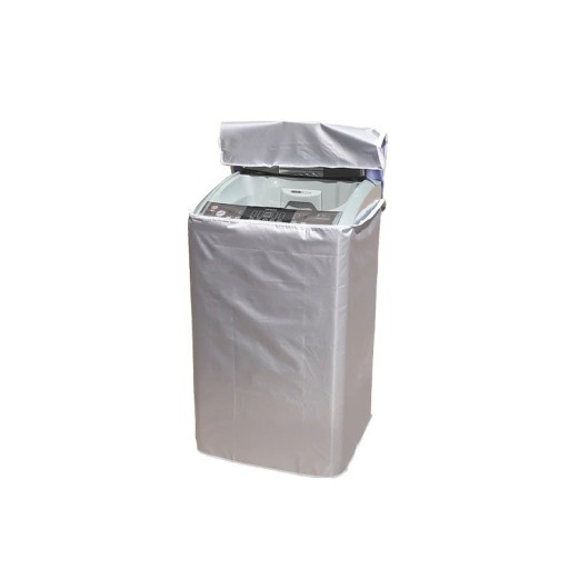 Vattentät skyddsöverdrag för toppmatad tvättmaskin 103 × 65 × 65 cm Silveröverdrag mot damm, sol och regn med vikbart lock