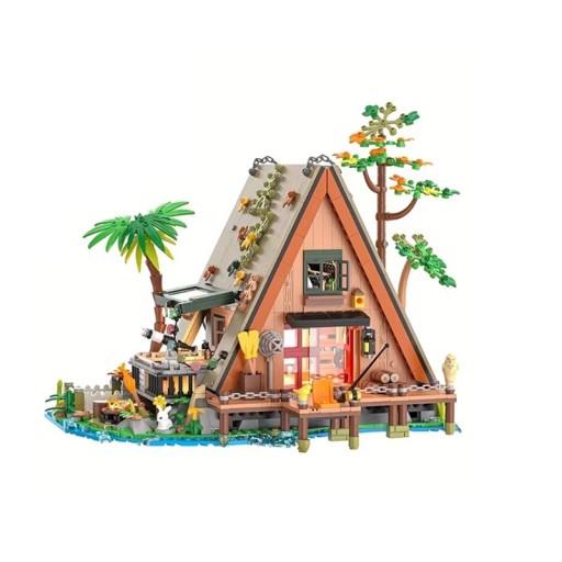 Skogs hus 21 x 24 x 21 cm 1486 delar LED ljus hus Mikro byggblock Set för barn och vuxna Kreativ naturmodell för utställning Naturälskare 6+