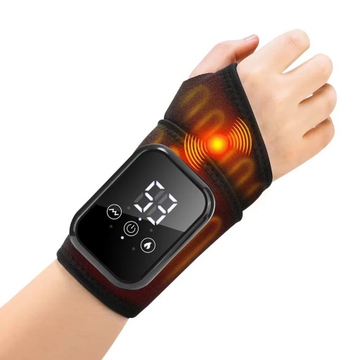 Justerbar värmeortos för handled 3 temperaturnivåer 3 vibrationslägen Elektronisk bandage med massage inbyggt batteri USB Type-C