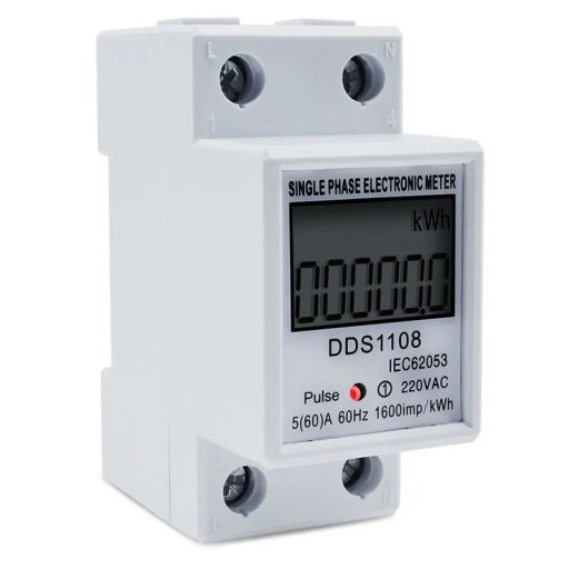 Enfasig elmätare för DIN-skena 79 x 36 x 43 cm LCD digital energimätare KWh 220 V 60 A 50 Hz wattmeter