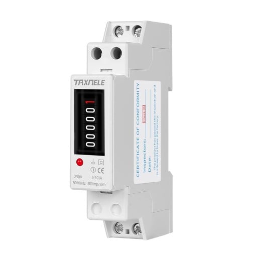 Energimätare 91 x 18 x 65 mm 230 V 5(60) A Enfas 1P 2 ledare DIN 35 mm Analogisk display Minnesfunktion vid strömavbrott Klass 1