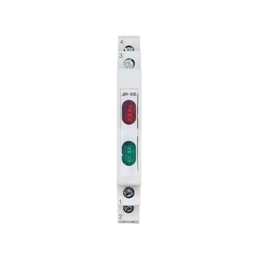 LED indikator 85 x 10 x 64 mm 220 V AC/DC 50/60 Hz Dvåfärgad JD9 röd+grön DIN-skena 35 mm IP20 klämmor L/N ≤20 mA